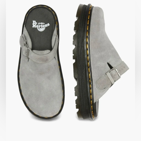 NWT DR. MARTENS Zebzag Suede Slingback Platform Mule in Grey - Picture 2 of 9